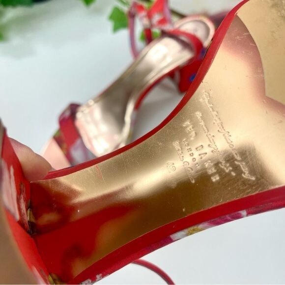 Ted Baker Rozie Block Heel Sandal in Berry Sundae Mix Satin Size EU 42 / US 11.5 - Picture 14 of 16